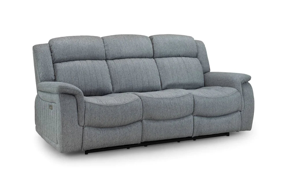 Linden Electric Recliner Sofa Grey 3 Seater