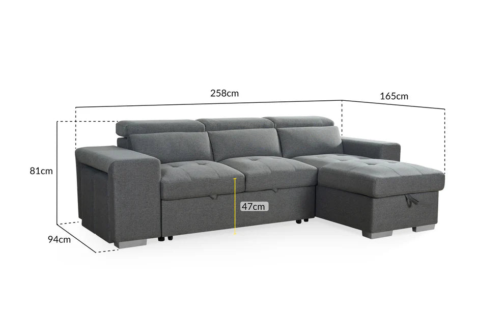 Artemis - 3 seater - Universal Sofabed Grey