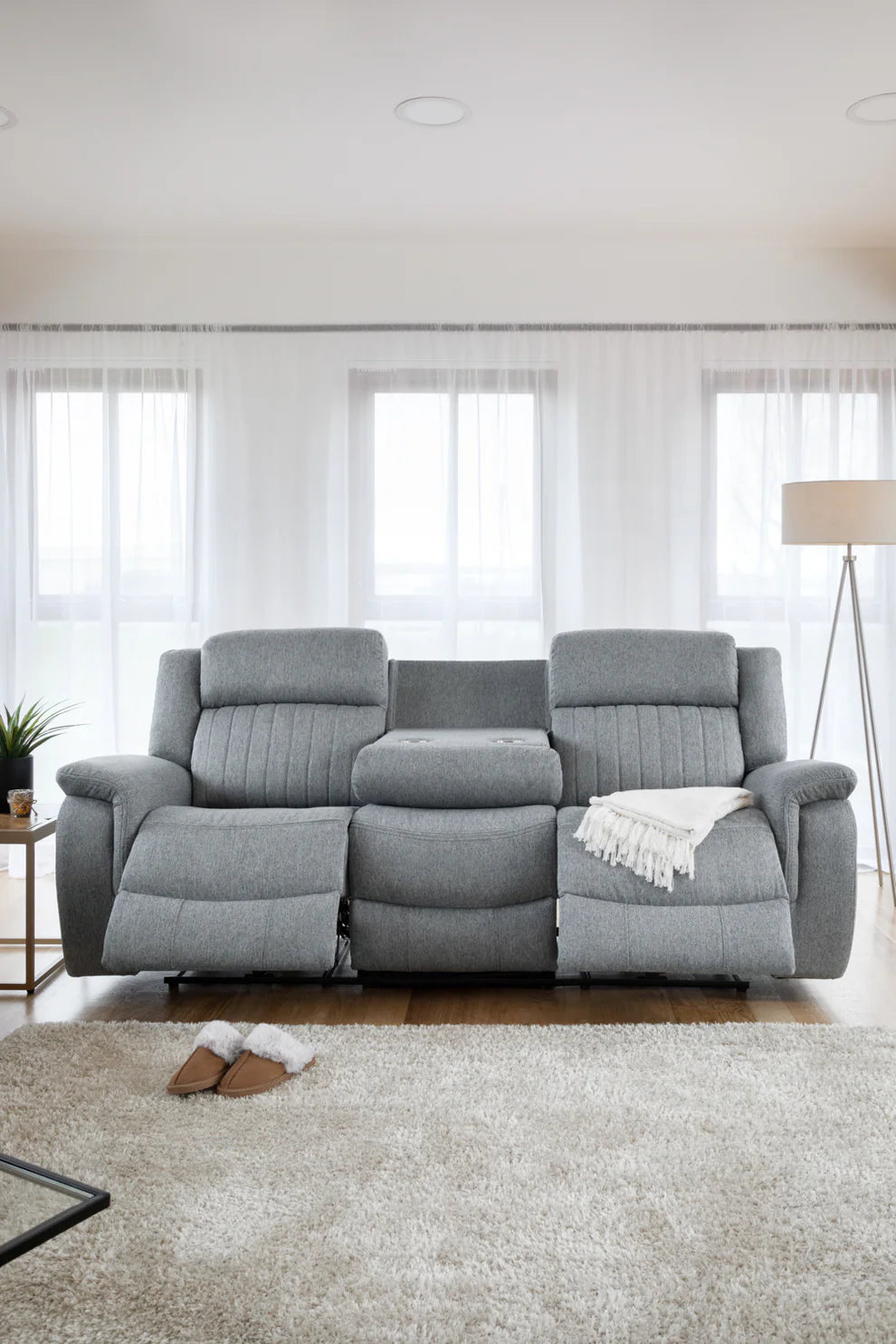 Linden Electric Recliner Sofa Grey 3 Seater