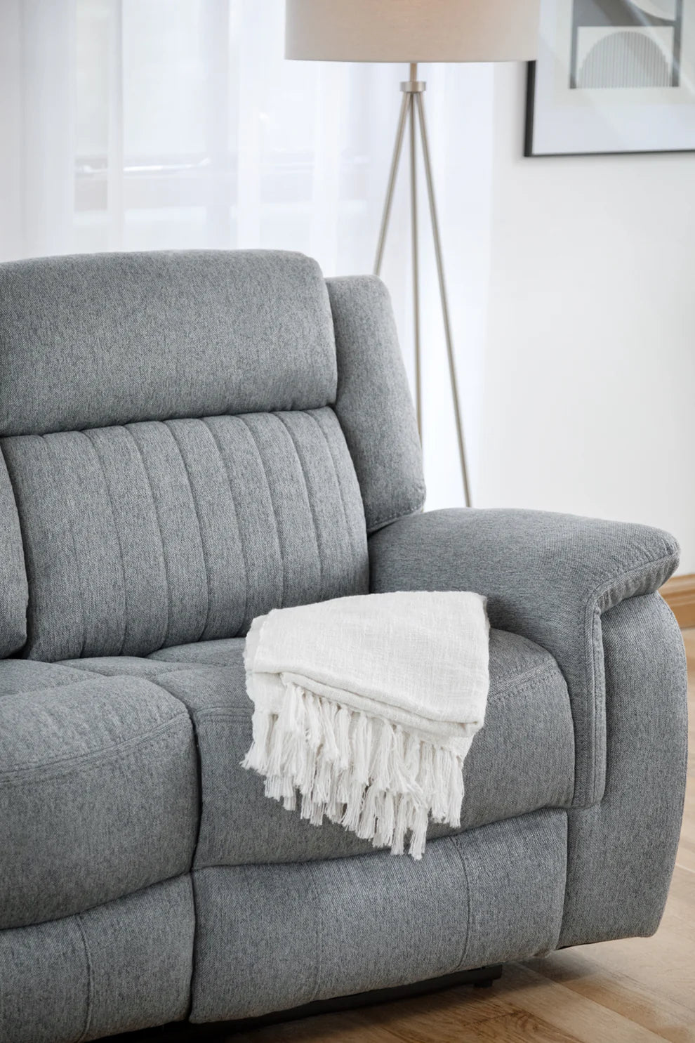Linden Electric Recliner Sofa Grey 3 Seater