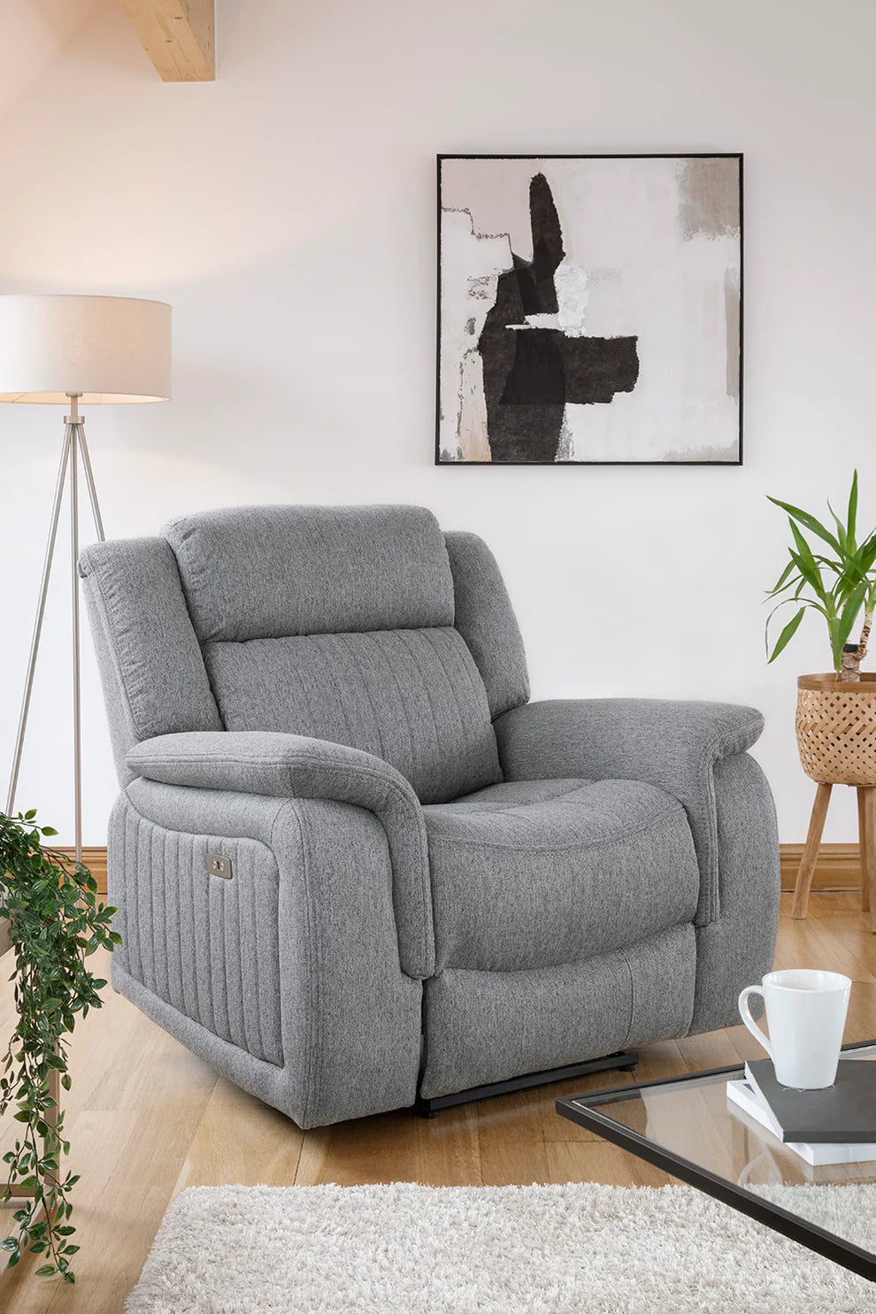 Linden Electric Recliner Sofa Grey Armchair
