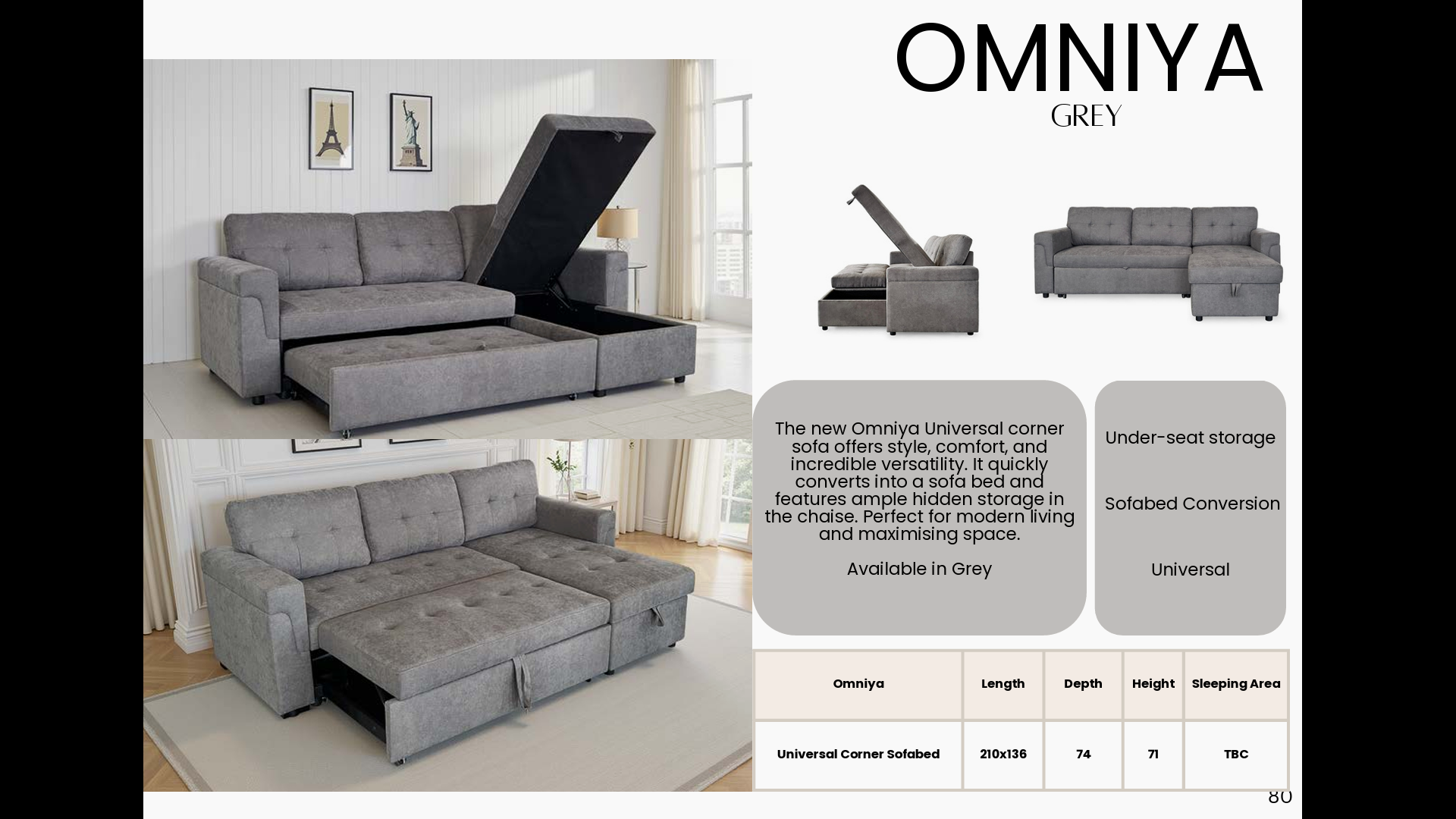 Omniya - 3 seater - corner sofa bed