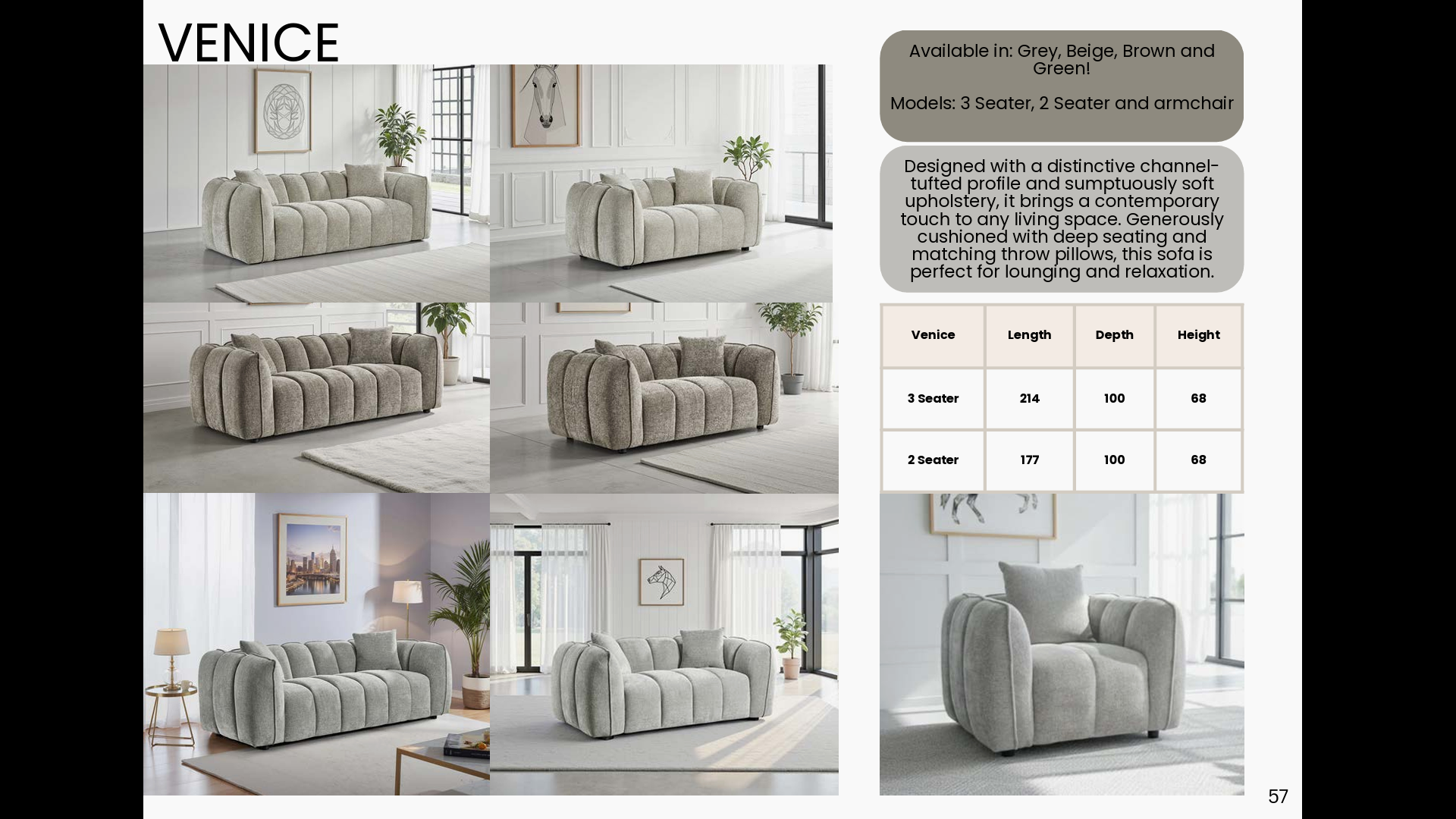 Venice Sofa Grey Armchair