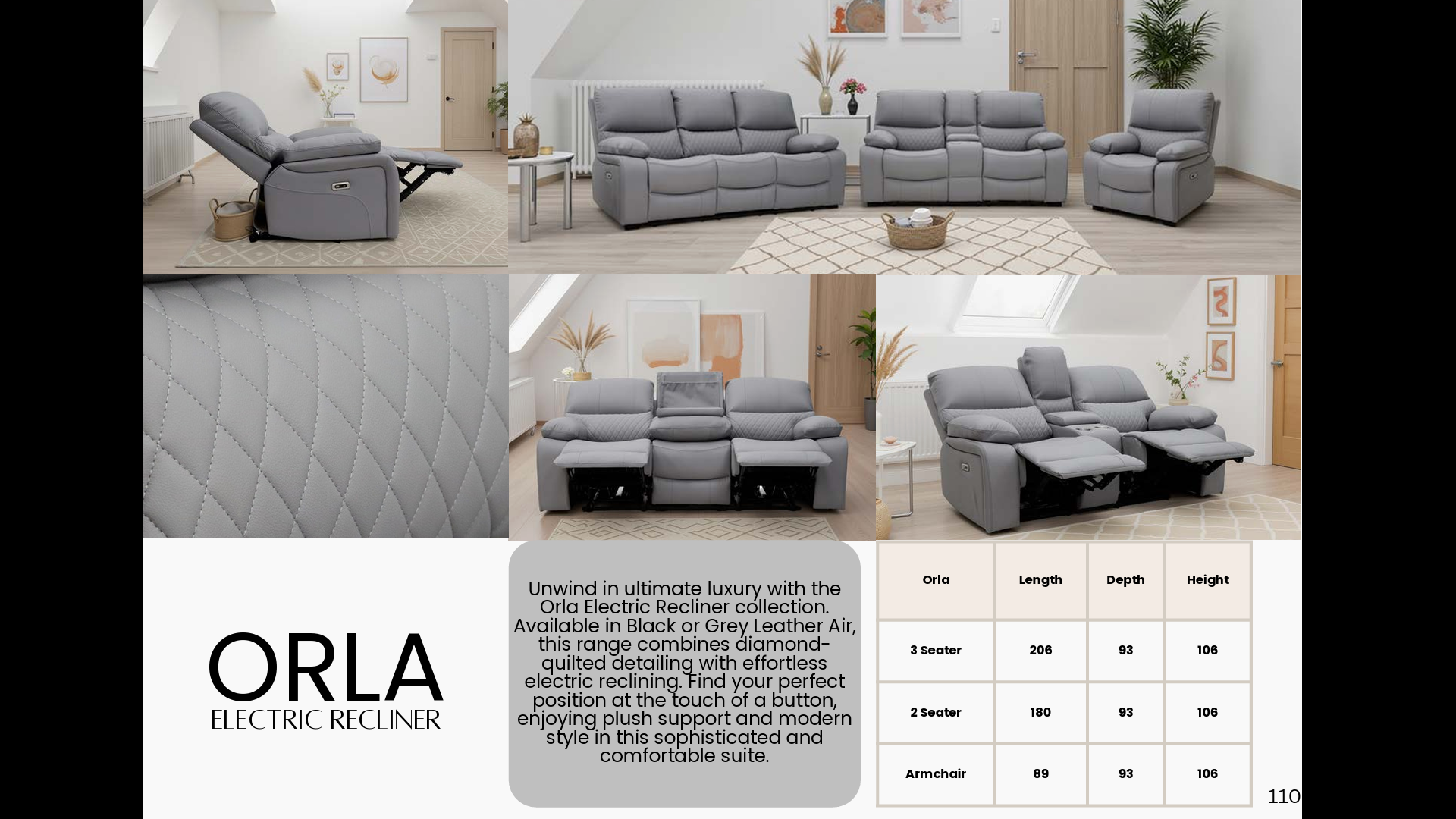 Orla Electric Recliner Sofa Black Armchair