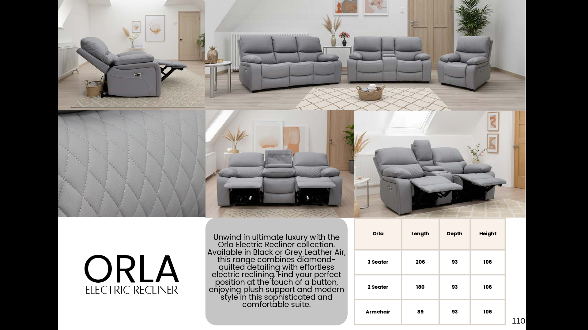 Orla Electric Recliner Sofa Grey 3 Seater