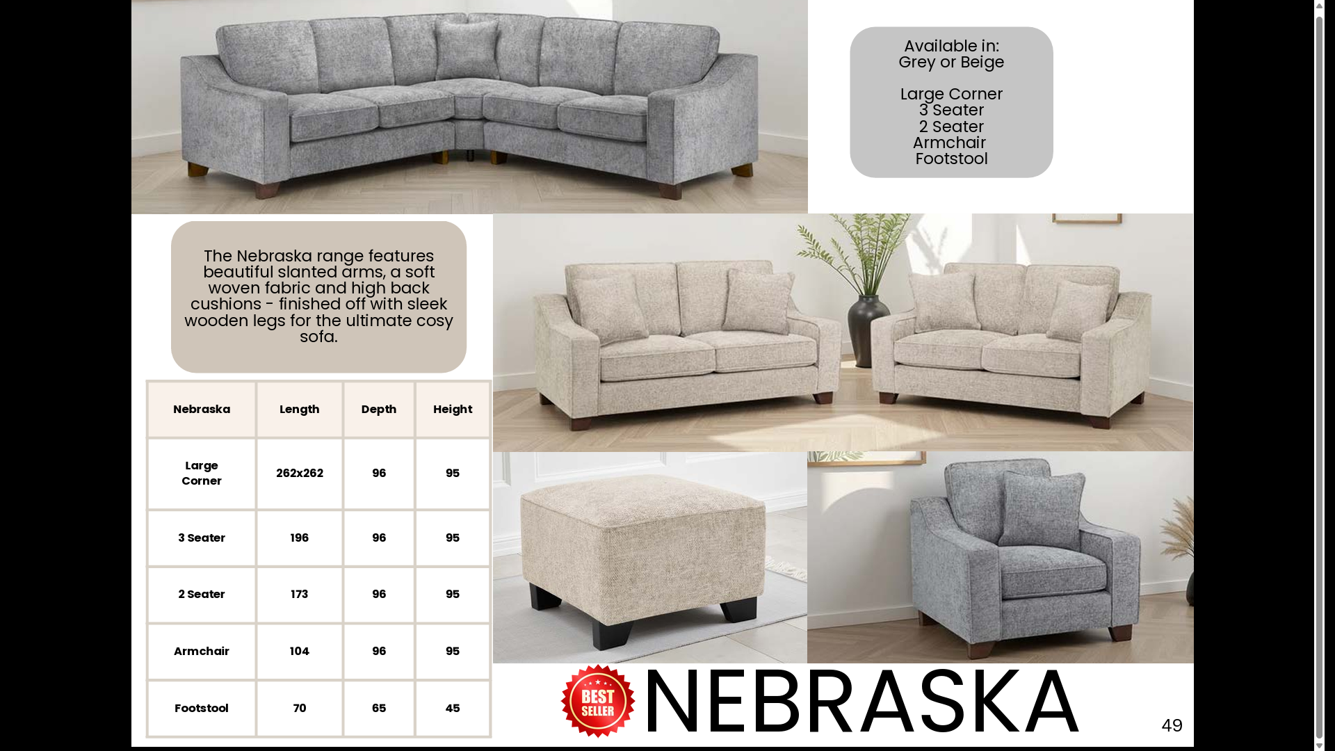 Nebraska Sofa Slate Large Corner